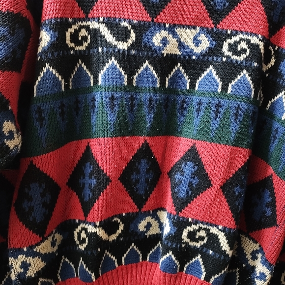 Vintage Jonathan Stewart Christmas Sweater Large Geometric Grandpa Sweater Clean - Picture 5 of 9